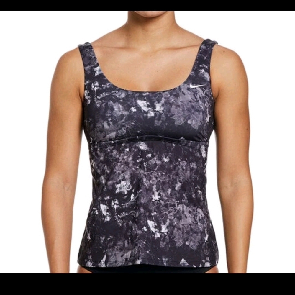 Nike Black Earth Dye Scoopneck Tankini Top Size S